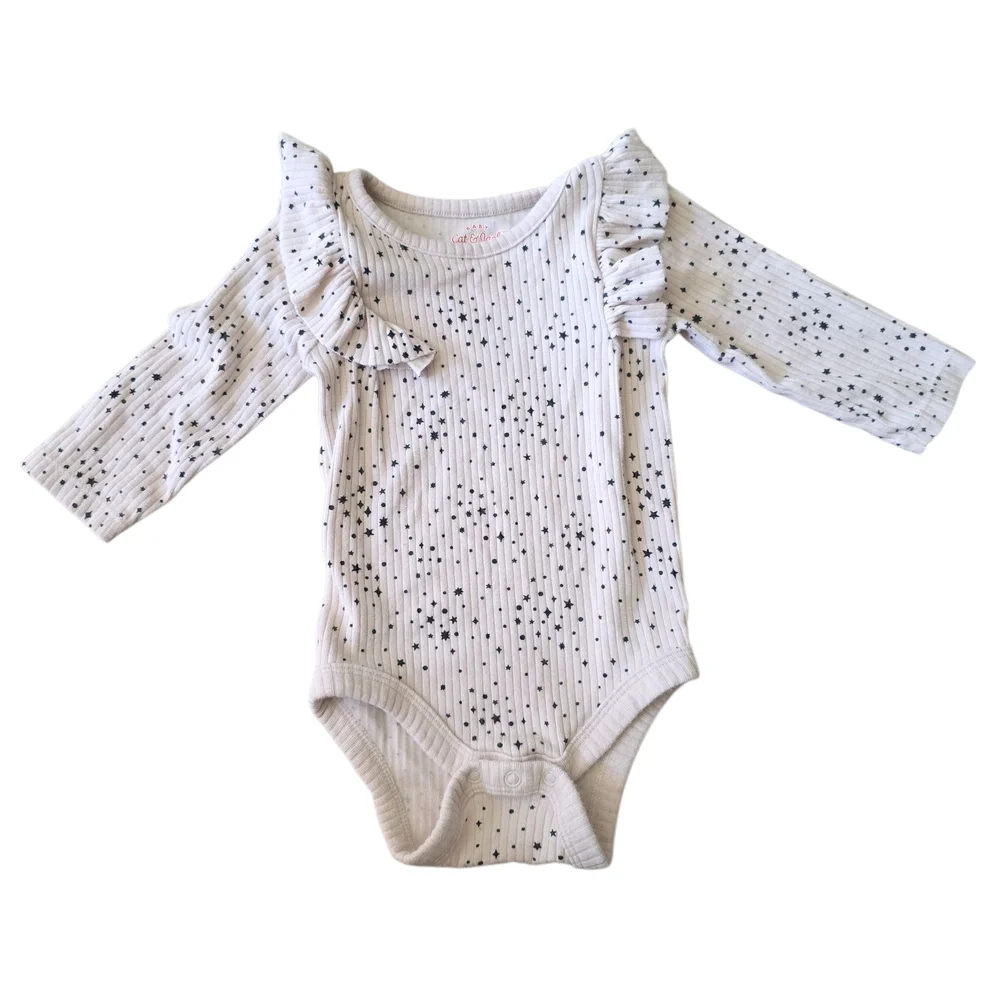 Baby Cat & Jack  Soft  Long Sleeve Bodysuit Set Of 3 Euc Size 0-3mo - Picture 2 of 5